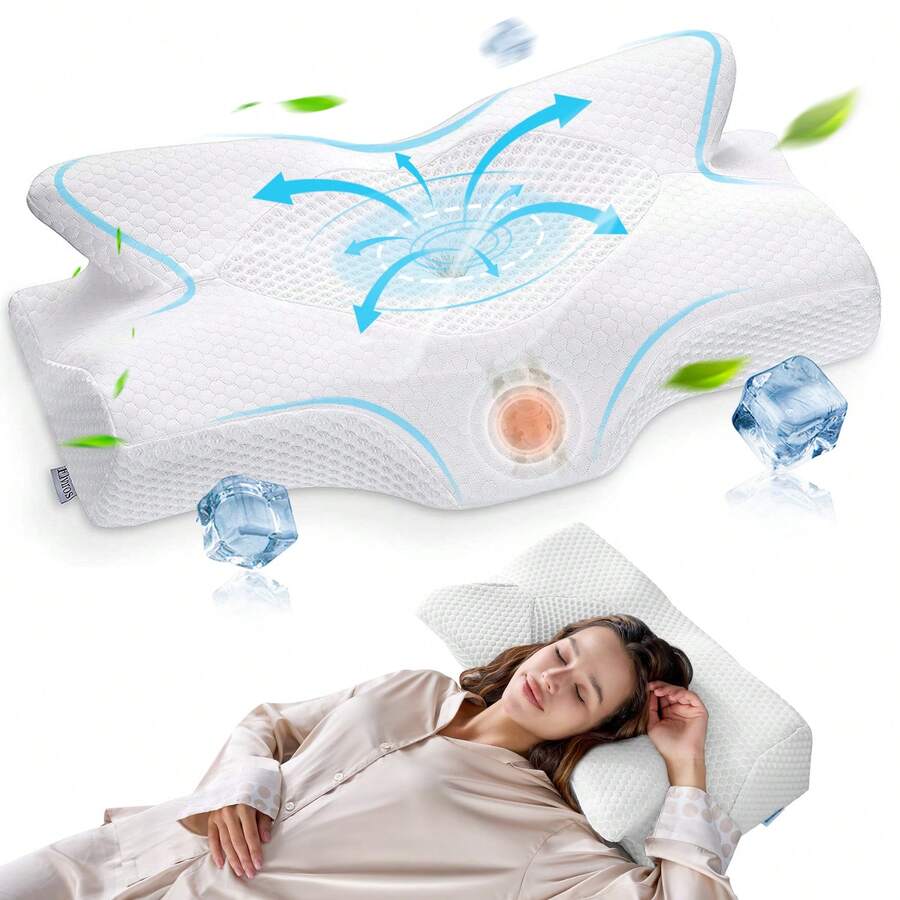 Cervical Memory Foam Cooling Pillow, Contour Pillows For Neck And