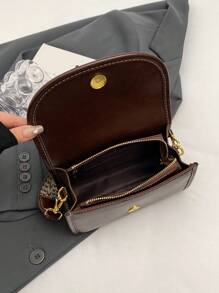 Bolso bandolera cuadrado vintage con correa ancha - Bolso de hombro con solapa de color liso y elegante con correa ajustable para mujer - Perfecto para uso diario y viajes