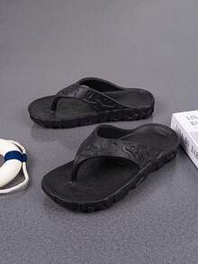 Dép tông màu trơn cho nữ, dép đế mềm đế phẳng nhẹ đi biển & làm vườn, dép đi biển mùa hè đa năng, dép EVA chống trượt sáng tạo chống mài mòn tối giản dành cho cả nam và nữ - màu đen - Xem 4