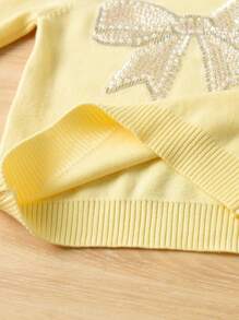 Young Girl Cute Butterfly Pattern Pullover Sweater, Suitable For Spring, Autumn And Winter - Yellow - View 7