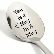 独特雕刻不锈钢茶匙 - 茶匙 - 送给女性的个性化友谊礼物，咖啡厅餐厅配件，带有衷心的信息“你永远是我的 BES-TEA