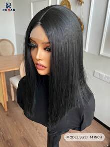 Natural Bob Wig Synthetic 4X1 HD Transparent U Part Lace Wigs HShort Bob Wigs Straight Synthetic Lace Wig With U Part Lace Natural Black