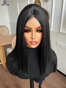 Natural Bob Wig Synthetic 4X1 HD Transparent U Part Lace Wigs HShort Bob Wigs Straight Synthetic Lace Wig With U Part Lace Natural Black