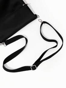 1pc Oxford Cloth Vertical Shoulder Bag, Water-Resistant Nylon Crossbody Bag For Young Men, Customized Pattern Canvas Messenger Bag, Solid Color Shoulder Bag Business Briefcase, Fashion Crossbody Bag Travel Bag, Fits Phone, Large Capacity Documents Organizer, Suitable For Daily Use Bags For Ladies - Black - View 7