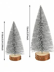 10cm/15cm, 6pcs - Christmas Tree, Christmas Decoration, Simulated Christmas Tree, Home Decoration, Desktop Decoration Best Gifts Birthday - Silver - View 2