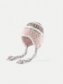 1pc Braided Colorful Tassel Beanie, Knitted Mixed Color Women Outdoor Travel Photography Props, Spring