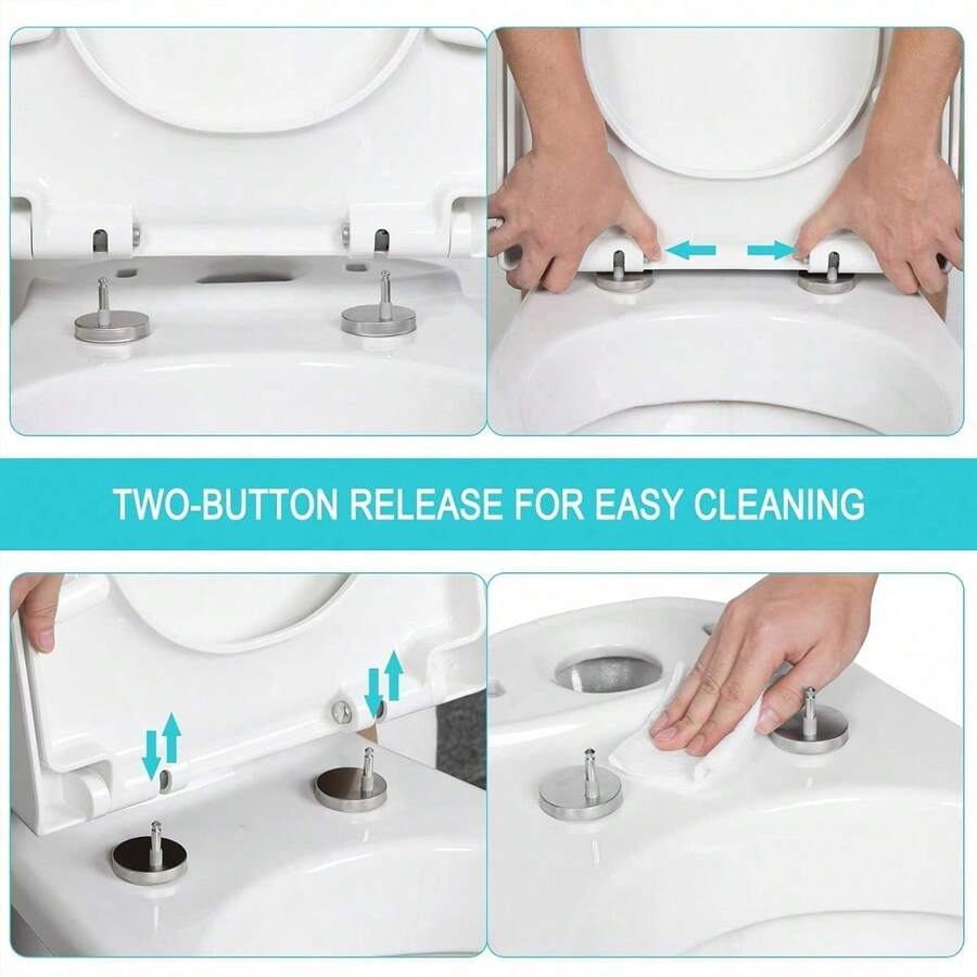 Shape White Toilet Seat, Soft Close Adjustable Hinge Quick Release Top