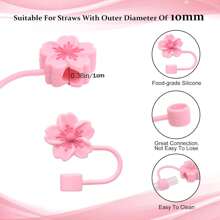 Compatible con accesorios de la Copa , 1 pieza Tapa de pajita con flor de cerezo rosa para taza, 1 pieza Bota de silicona, 1 pieza Encantos con letras lindas para tumblers de 30 y 40 onzas con asa, regalo para el Día de la Madre