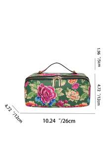 1 túi đựng mỹ phẩm PU họa tiết hoa hai tông màu thời trang dành cho nữ có khóa kéo Túi đựng đồ ăn trưa Túi du lịch dành cho nữ - Nhiều màu - Xem 7