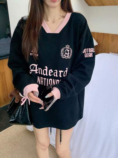 Women's Spring Autumn Long Sleeve Stylish Graphic & Letter Print T-Shirt