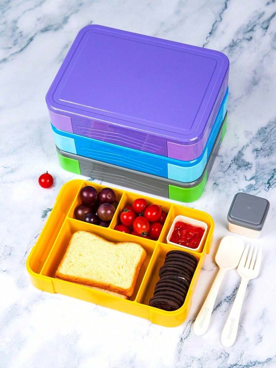 1 hộp đựng cơm trưa dung tích lớn kèm dụng cụ và hộp đựng nước chấm, hộp đựng thức ăn Bento cho người lớn chống rò rỉ, hộp đựng đồ ăn nhẹ thích hợp cho lò vi sóng, máy rửa chén, tủ lạnh, công việc tại nhà - Nhiều màu - Xem 1