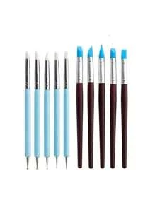 5/10pcs DIY Soft Pottery Clay Sculpting Tools Set - Versatile Cake Oils Engraving Rubber Craft Pen Brush Polymer Modeling Shaper Kit For Creative Arts And Crafts Projects