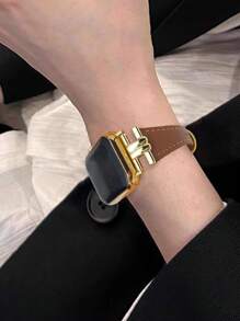 1 pieza Correa de reloj marrón suave y cómoda con diseño ultrafino, adecuada para relojes series compatibles con 38mm/40mm/42mm/44mm/45mm/46mm/49mm