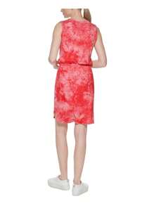 CALVIN KLEIN Womens Stretch Slitted Elastic Waist Vented Sides Sleeveless Round Neck Above The Knee Sheath Dress - 粉色 - 查看 2