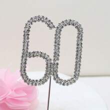 1 pieza Decoración para pastel de cumpleaños con cristal rhinestone para fiesta de boda y aniversario - plata - Ver 12
