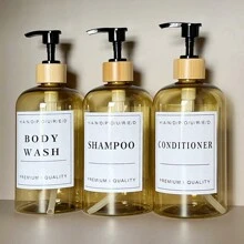 3pcs Bathroom Refillable Bottles Set, 500ml Cosmetic Shampoo, Conditioner And Body Wash Containers - Multicolor - View 8