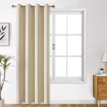 Panouri de perdele negre cu ochiuri, disponibile în opțiuni de 4/2/1 panouri, dimensiuni multiple, țesătură în 3 straturi de înaltă calitate, izolare termică și umbrire solară, potrivite pentru dormitor, sufragerie, sufragerie, bucătărie, dulap, culoare bej