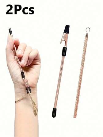 1/2pcs Jewelry Fastening Tool Set - Flat Nose Pliers & Serrated Teeth For Bracelets, Necklaces, Watches,Stainless Steel Bracelet Fastener Helper, Jewelry Helper Bracelet Clasp Helper, Portable Bracelet Tool Jewelry And Hooking Equipment Bracelet Attachment Tool, - Quick Put-On & Take-Off Aid