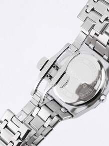 1pc Men Stainless Steel Strap Fashion Business Waterproof Luminous Date Display Quartz Wristwatch Daily Decor Father - Silver - View 6