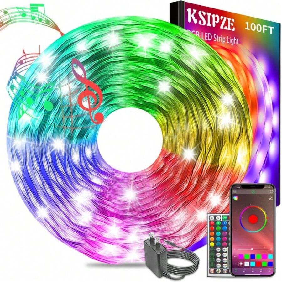 200FT 100FT 50FT Smart Led Rope Lights RGB Color Changing Time Setting