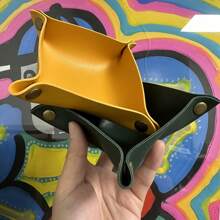 1 件多色桌面杂物托盘，钥匙、珠宝、零件、杂物收纳，入口杂物盘，可折叠小盘子，办公室收纳盒，桌面收纳盒，笔收纳盒，笔架，笔盒，铅笔托盘，桌面收纳盒，笔筒