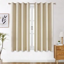 Panouri de perdele negre cu ochiuri, disponibile în opțiuni de 4/2/1 panouri, dimensiuni multiple, țesătură în 3 straturi de înaltă calitate, izolare termică și umbrire solară, potrivite pentru dormitor, sufragerie, sufragerie, bucătărie, dulap, culoare bej