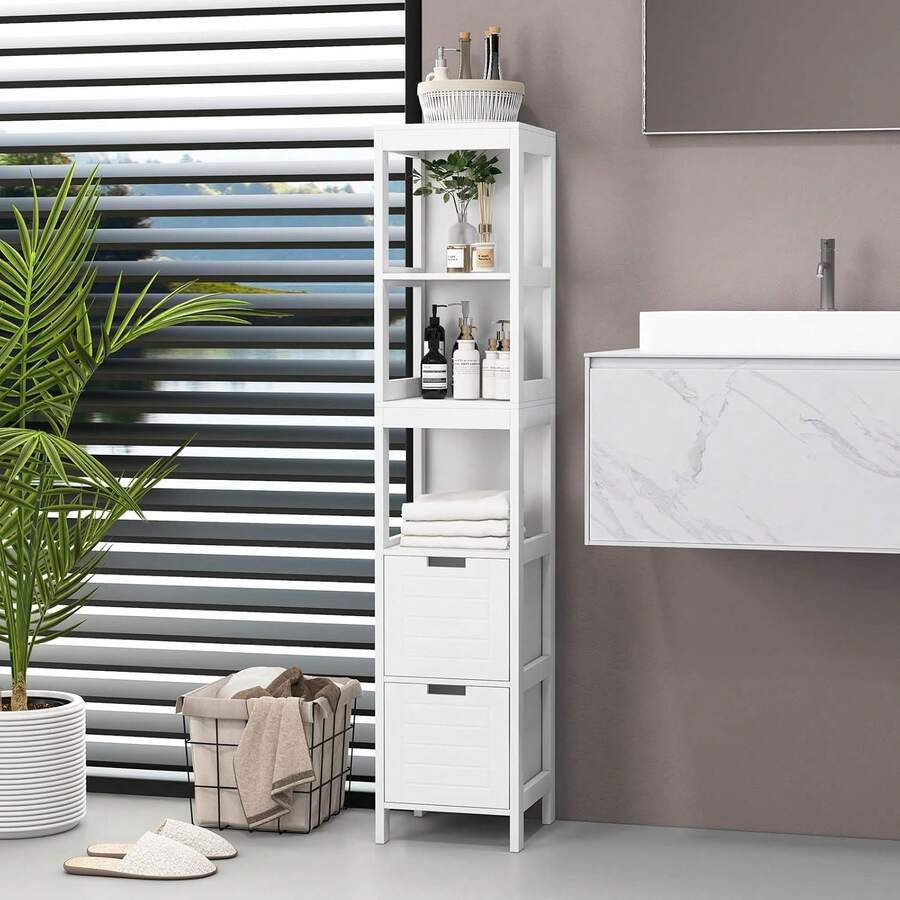 Tall Bathroom Storage Wooden Slim Bathroom With Anti