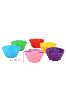 12 chiếc cốc đựng bánh bằng silicon cao cấp - Khuôn nướng bánh muffin tròn chống dính, dễ tháo lắp, có thể tái sử dụng để trang trí bánh DIY, trang trí tiệc cưới, tiệc sinh nhật và nướng bánh tại nhà - Nhiều màu - Xem 3