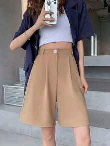 Tailored Bermuda Shorts Without Belt - Gringa Fashion - gừng - Xem 2