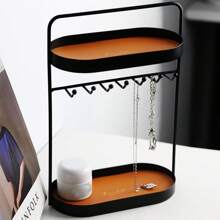 CASEGRACE 1 件双层珠宝收纳架，铁制香水和珠宝收纳托盘，项链手镯戒指耳环收纳架，适用于入口梳妆台台面，情人节礼物 - 彩色 - 查看 8