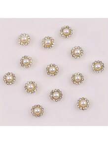 50pcs/Pack Sunflower Rhinestone Round Pearl Sewing Buttons, DIY Clothing, Bags, Hats Decoration