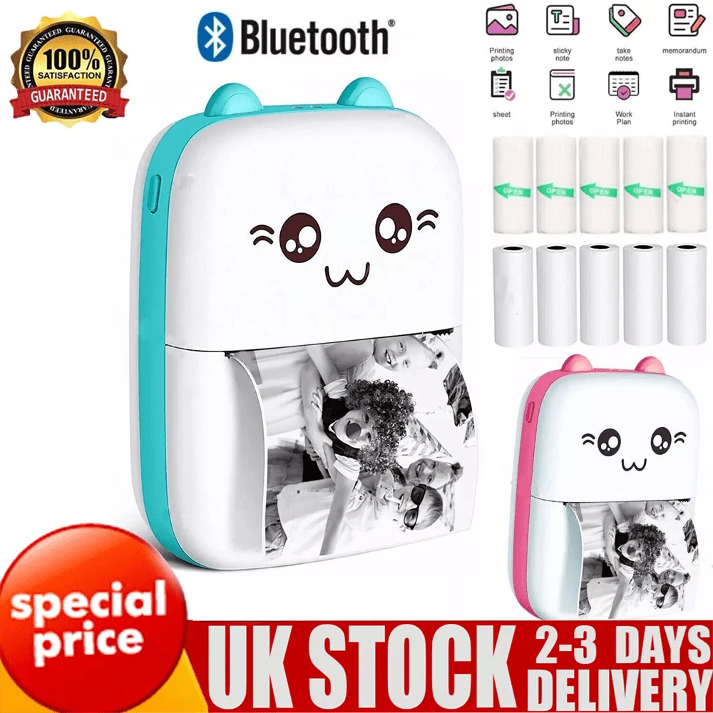 Mini Printer Pocket Thermal USB Bluetooth Phone Photos Label Printing