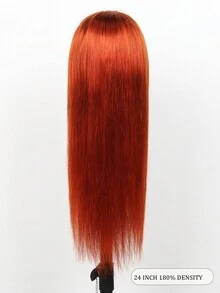 Tóc giả ren phía trước màu cam gừng làm từ tóc thật 4*4 Tóc giả đóng thẳng làm từ tóc thật cho phụ nữ 180 mật độ đã nhổ sẵn ren trong suốt không keo dán tóc giả màu 350 - S350 - Xem 5