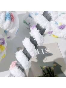 8 Pack Giant Chunky Yarn For Crocheting,Super Bulky Large Soft Fluffy Yarn,Tie Dye Plush Fuzzy Yarn,Mixed Color Thick Chenille Yarn For Hand Knitting/Arm Knitting (Rainbow,White) - 彩虹色,白色 - 查看 3