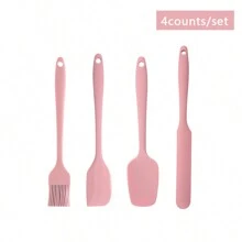 4pcs/Set Nordic Style Silicone Bakeware Tools, Mini Scraper/Mini Spatula/Basting Brush/Long Spatula, Macaron Colors, Cake Cream Cheese Spreader, Kitchen Utensils