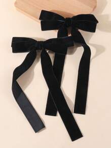 2/4 piezas Pinzas de pelo de niña vintage de terciopelo con lazo, pasador de pelo de lazo de terciopelo de cola larga de moda, accesorios de pelo para el uso diario