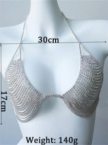 Sutiã-Cinto de Cristais com Borlas Multilayer Luxuoso e Sexy na Moda