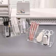 Hộp đựng bút Acrylic trong suốt họa tiết kim cương, hộp đựng cọ trang điểm, bút chì kẻ mày để bàn sáng tạo và cá nhân hóa, hộp đựng son môi - Trong sáng - Xem 3