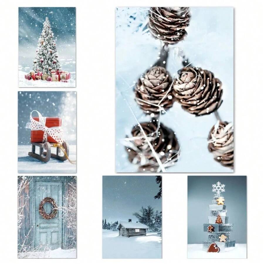 1 件圣诞节和冬季雪礼物壁画帆布画北欧帆布和版画卧室家居装饰无框架 - 彩色 - 查看 1