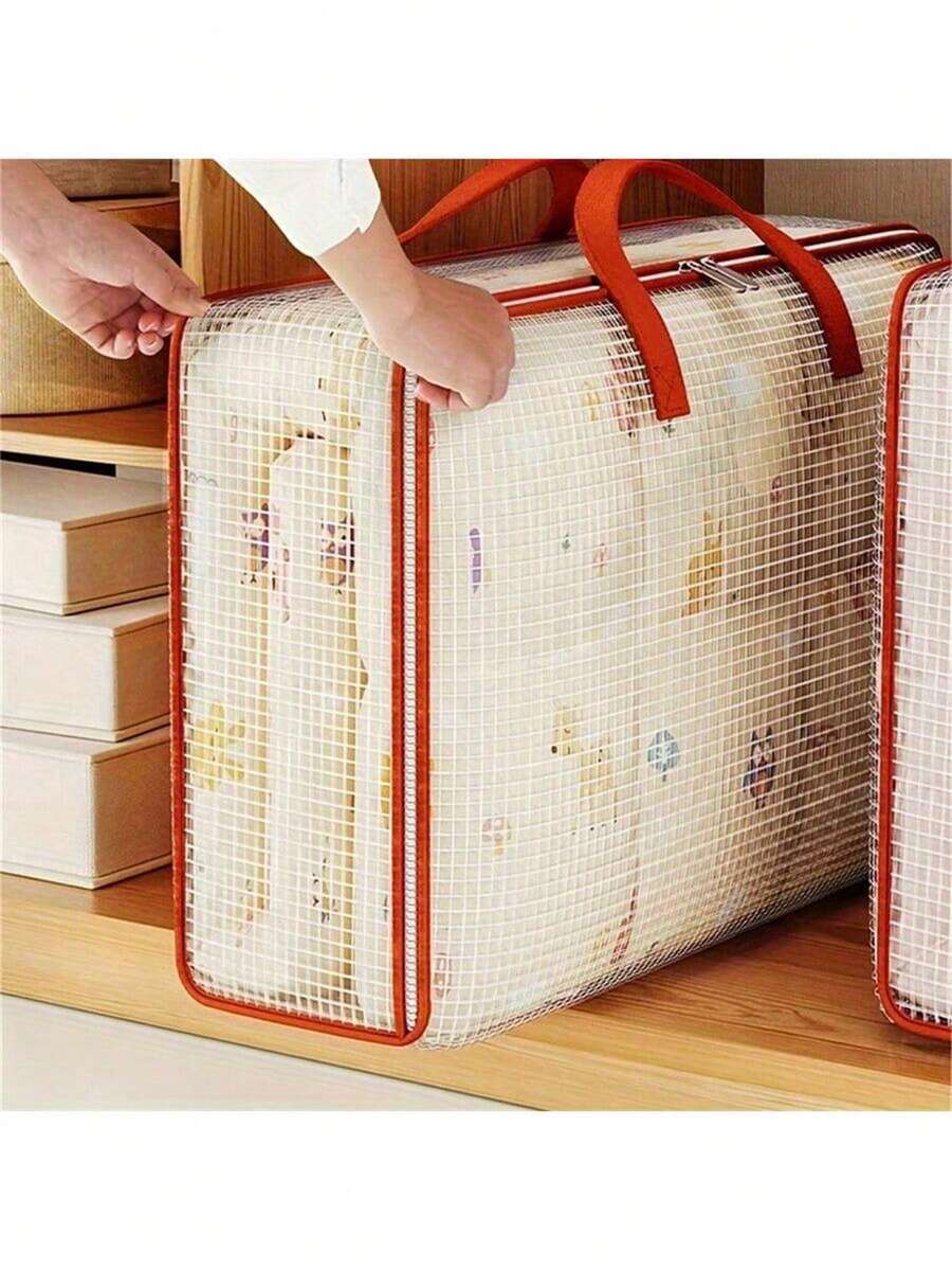 Túi đựng đồ chống thấm nước dung tích lớn - Lưới PVC trong suốt có khóa kéo đựng quần áo, chăn màn và hành lý - Nhiều màu - Xem 1