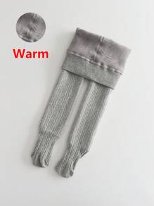 1 件女童保暖紧身裤，白色和黑色，秋冬季舒适 - 淺灰色 - 查看 2