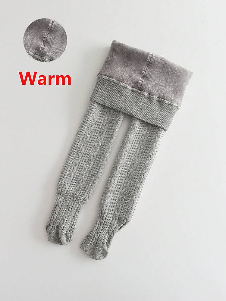 1 件女童保暖紧身裤，白色和黑色，秋冬季舒适 - 淺灰色 - 查看 2