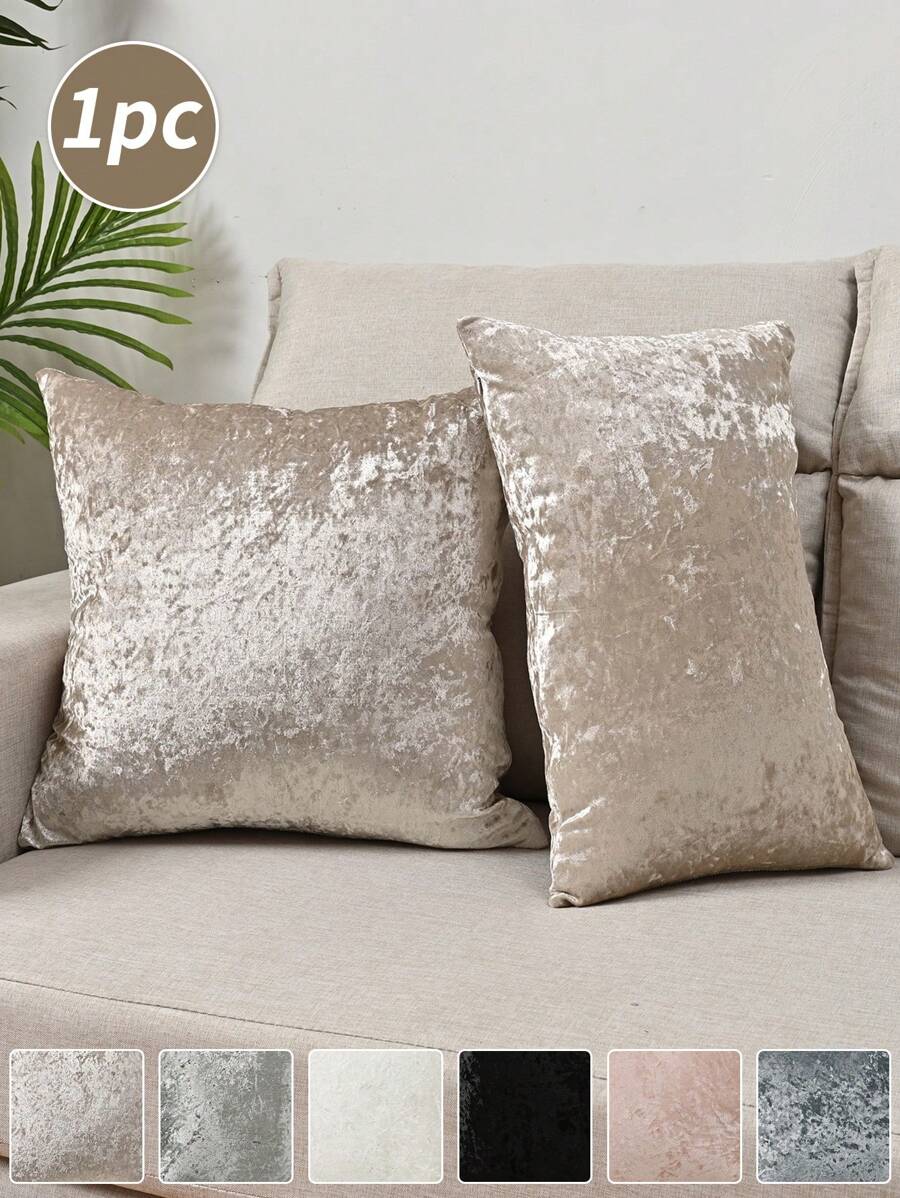 1pc Plain Velvet Decorative Cushion Cover, Simple Solid Color Dirt-Resistant Cover, For Bedroom/Living Room/Sofa Decor (Pillow Insert Not Included) Gifts Birthday Graduation