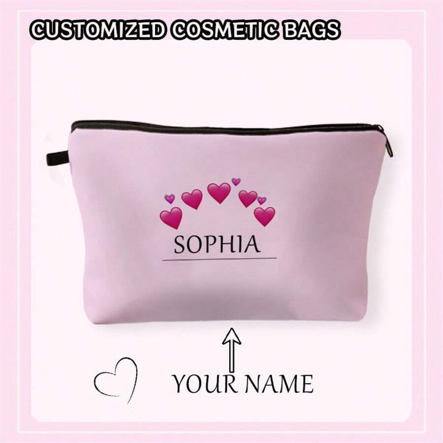 新款化妆包，定制照片化妆包，可根据您的独特设计定制，轻质防水帆布拉链化妆包也非常适合零钱包、铅笔盒，非常适合购物、约会、度假、旅行、节日、派对或作为礼物 - 均碼 - 查看 1