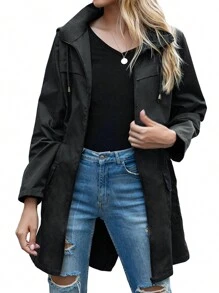 Women Light Rain Jacket Waterproof Active Outdoor Trench Raincoat With Hood Ladies Lightweight Windproof Windbreaker