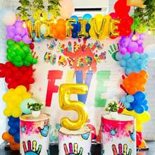 LaVenty LaVenty Rainbow Hi Five Birthday Party Decorations 5th Birthday Party Decorations Rainbow Balloons High Five Birthday Backdrop Five Year Old Birthday Party Supplies Favors