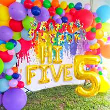 LaVenty LaVenty Rainbow Hi Five Birthday Party Decorations 5th Birthday Party Decorations Rainbow Balloons High Five Birthday Backdrop Five Year Old Birthday Party Supplies Favors