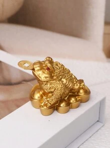 3-Legged Fengshui Gold Toad Decoration, Classic Chinese Style Wealth Lucky Ornament, Cabinet Decorative Accessory Best Gifts Birthday Graduation
