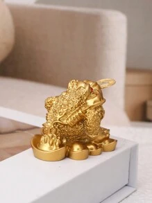 3-Legged Fengshui Gold Toad Decoration, Classic Chinese Style Wealth Lucky Ornament, Cabinet Decorative Accessory Best Gifts Birthday Graduation