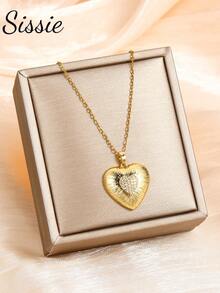 قلادة قلب من الذهب اللون والزركونيا المكعبة للأطفال، مصنوعة من الفولاذ المقاوم للصدأ، إكسسوار أنيق للحفلات والأعياد والمناسبات اليومية، هدية عيد ميلاد للأطفال